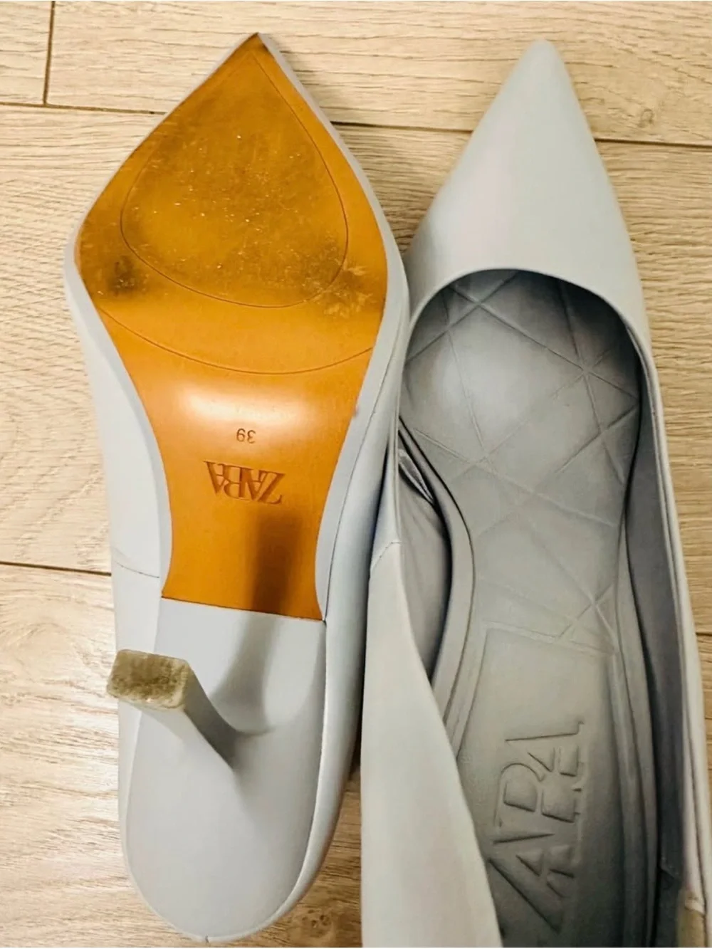 Zara Pale Blue Pointed-Toe Stiletto Pumps - Picture 5 of 5